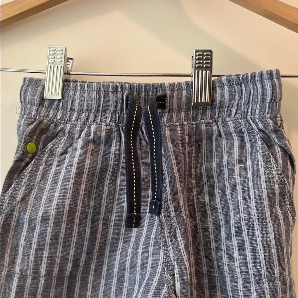 Next Linen Blend Striped drawstring PullOn elastic waistband Shorts cuffed 2-3yr